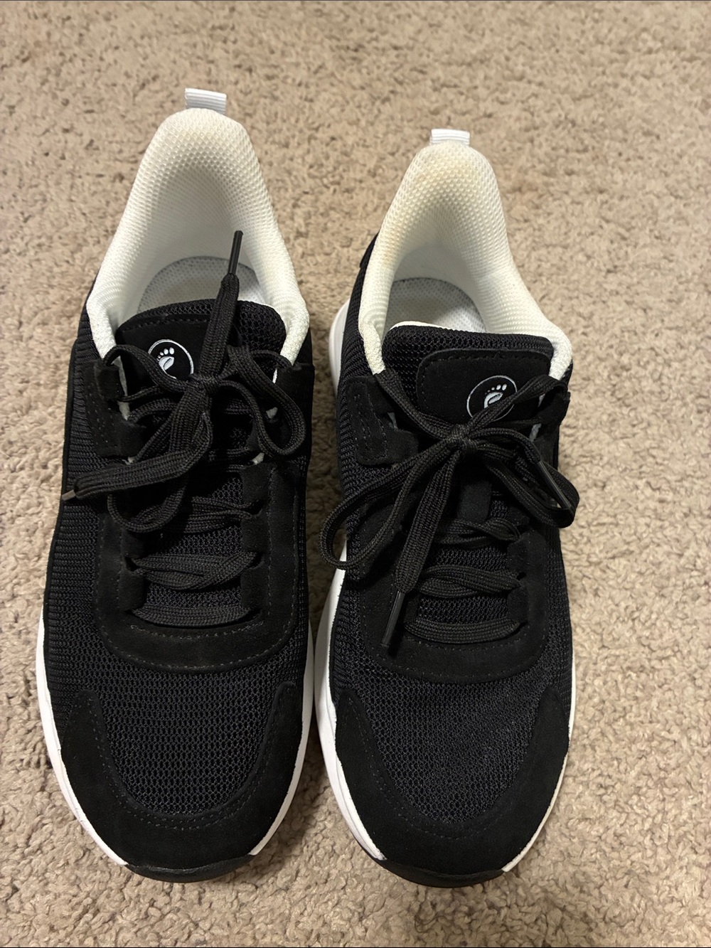 Women’s Black Lace-Up Sneakers with White Lining